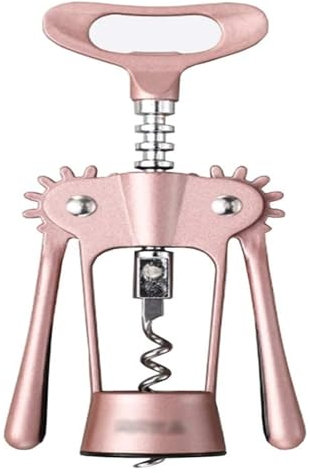 Cavatappi ad ala for vino rosso, birra, apriscatole for birra integrato, 17x6 cm, design alato rosa