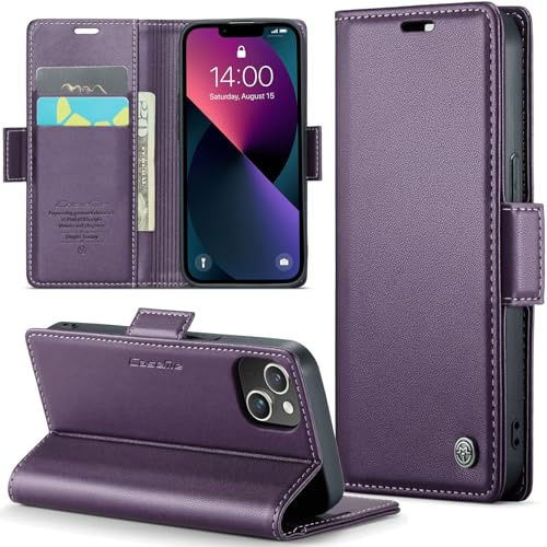 Rerzoiro Cover per iPhone 13 Mini Custodia Portafoglio [Blocco RFID] Premium Pelle PU Wallet Case Flip Libro con Porta Carte Slot Supporto Flip Case per iPhone 13 Mini, Viola