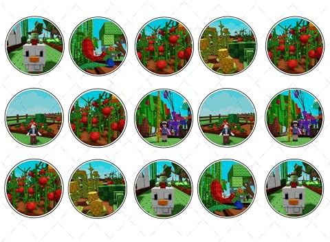 Grow a Garden Online Game (Rblox) Personalised Edible Icing Cake & Cupcake Toppers – Round, Square, Costco – Birthday Decoration for Kids Game Party (5. Cupcake toppers)