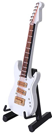 TOYANDONA Mini-E-Gitarren-Modell Mit Schwarzem Ständer Und Box Detaillierte Mini Gitarren-Ornament Dekoration Für Musiker Geburtstags 3.94X1.38X0.39In