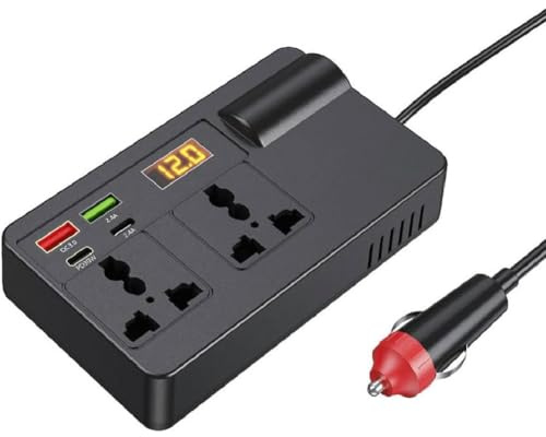Portable Car Inverter 12v/24v to 220v with Digital Display, Car Voltage Converter Inverter, Car Charger Plug in Adapter Outlet, Portable Car Power Inverter for Business Trips & Vacation
