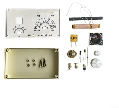 DIY Mineral Radio Kit für Crystal Radio Empfang, inkl. Messkopf, Detektor, PCB, Antenne & Erdungskabel