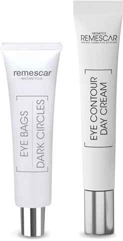 Remescar Anti-Under-Eye Bags Duo – Reduziert Tränensäcke und Augenringe + Tagescreme Augenkontur – Hydratation, Straffung, Frischer Blick, Anti-Müdigkeit, Pflege für empfindliche Haut
