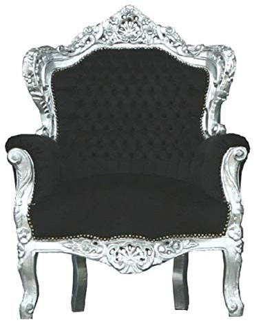 Casa Padrino Barock Sessel King Schwarz/Silber 85 x 85 x H. 120 cm