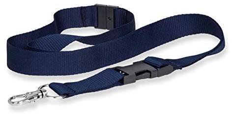 Kandinsky Schlüsselbänder Lanyards unbedruckt, Dunkelblau (blau), mit Verschluss, Steckverschluss und Sicherheitsverschluss, 20 mm Breite (25 Stück)