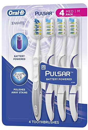 Oral B 3D White Luxe Lot de 4 brosses à dents à piles Taille M