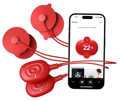 PowerDot 2.0 Duo Red - Dispositivo TENS Intelligente - Elettrostimolatore Muscolare Wireless Controllato con App - Accelera il Recupero, Migliora la Forza, Allevia il Dolore (Rosso)