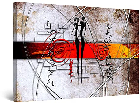 Startonight Impression sur Toile Peinture Géométrie Gris Amour Noir, Tableau Abstrait - Decoration Murale Salon Moderne - Image sur Toile - Grande 80 x 120 cm Idée Cadeau Élégante et Originale