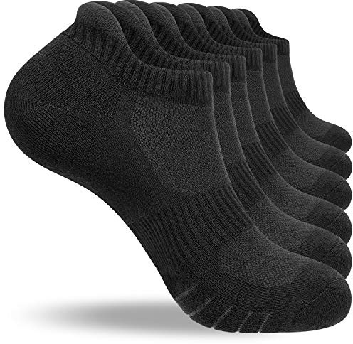anqier 6 Paar Sneaker Socken Herren 43-46 Damen 39-42 Sportsocken Baumwolle | Atmungsaktive Kurzsocken aus Baumwolle mit gepolsterter Frotteesohle für Laufen, Fitness, Wandern und Alltag