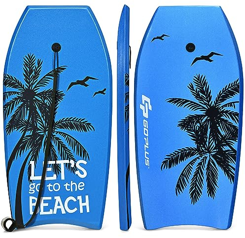 COSTWAY Bodyboard, Schwimmbrett Schwimmboard, Surfbrett Kinder und Erwachsene , Surfboard, Sup-Board 104x51x6cm (Blau und schwarz)