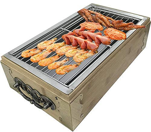 NanXi Japanese Mini Table Top Bamboo Outdoor Portable Charcoal Grill New Home Small Bbq Grill,C