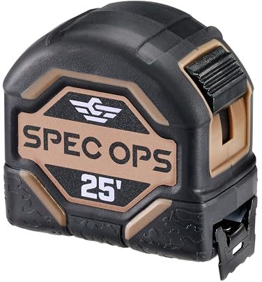 Spec Ops Tools Maßband, 7,8 m, doppelseitig, Militärqualität, Verbundgehäuse, 3% an Veteranen gespendet