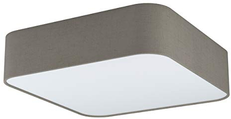 EGLO Deckenlampe Pasteri Square, 5 flammige Deckenleuchte, Wohnzimmerlampe aus Stahl, Textil und Kunststoff in Weiß, Taupe, Küchenlampe, Flurlampe Decke mit E27 Fassung
