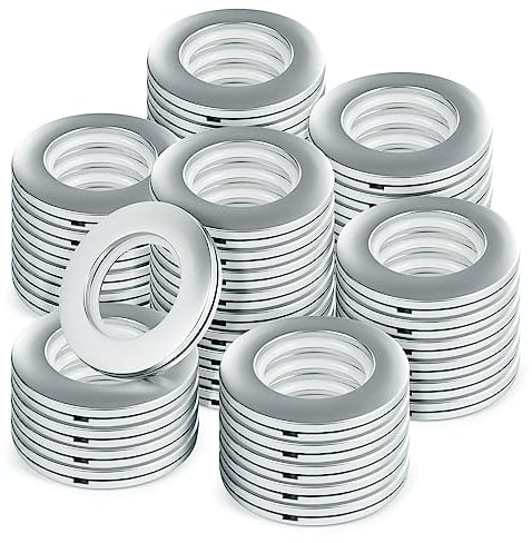 WCIC 48 PCS Gardinenringe Gardinen Ösen Kunststoff Vorhangringe Vorhangösen Schlagösen Ösen Stoffoesen Kunststoffösen 40mm DIY Ringe für Fenstervorhang, Duschvorhang, Umkleideraum Türvorhänge Silber