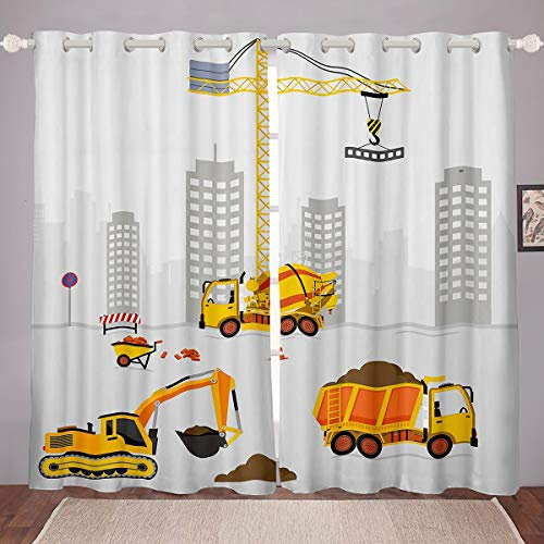 Tbrand Kinder Blickdichte Vorhänge Konstruktion Auto Druck Vorhänge Cartoon paw Patrol Fenstervorhang Dekorative Weiche Mikrofaser für Jungen Kinder 175x140cm