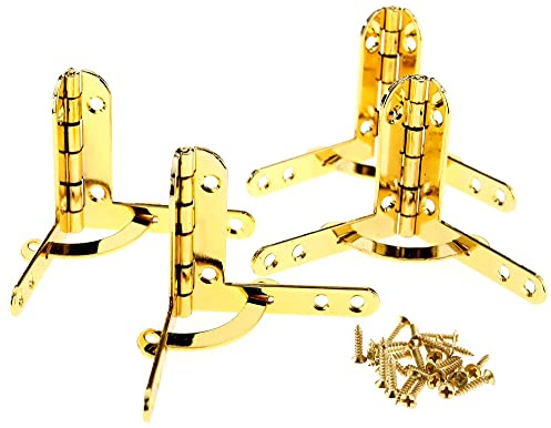 eMagTech Jewelry Wine Box Quadrant Hinges 40x40x30mm 90 Degree Chrome-Plated Support Hinges Gold with Fixing Screws 4pcs/Set