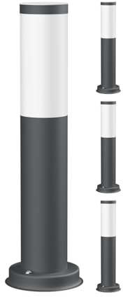 ledscom.de 4x Pollerleuchte PORU für außen, IP44, 39cm, anthrazit, inkl. E27 Lampe max. 1020lm, weiß