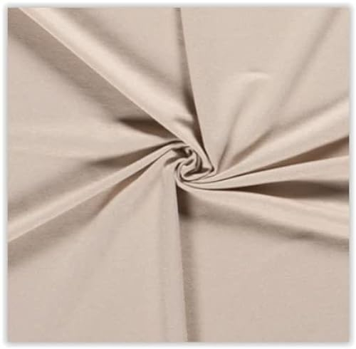 Viskose Jersey Uni Meterware - Stretchstoff Viskose - Viskosestoff stretchig - Jerseystoff Sommer - Blusenstoff Öko Tex 100 *Ab 50cm, Farbe: 052 Beige