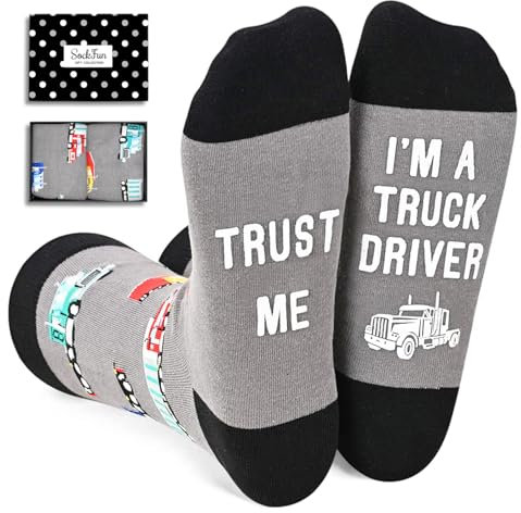 Wertschätzungsgeschenkideen – Socken für LKW-Fahrer, Anwälte, Realtor, Trust Me I'm a Truck Driver, Grau, Medium