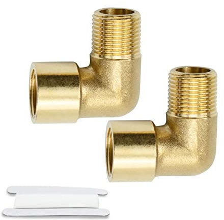 Bwintech 2 pièces 90° 1/4 femelle à 1/4 mâle BSP filetage laiton raccord d'angle pour adaptateur