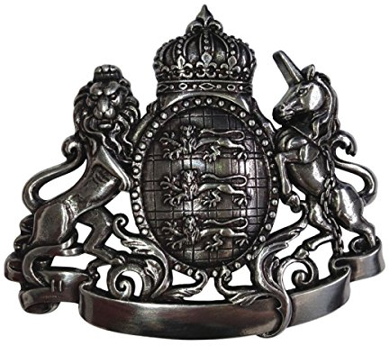 BELTINGER Gürtelschnalle Löwe und Einhorn 4,0 cm | Buckle Wechselschließe Gürtelschließe 40mm Massiv | Für die Tracht | Silber