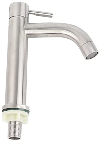 YUMILI Sink Water Faucet, Stainless Steel Water Faucet, Stainless Steel Single Cold Water Tap Undercounter Water Kitchen Faucet for Kitchen with G1/2in Male Thread