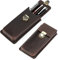 CONTACTS Genuine Leather Pen Case, Vintage 3 Pens Holder,Pen Protective Sleeve for Travel, Elegant Desk Accessory,Pencils Organizer Box