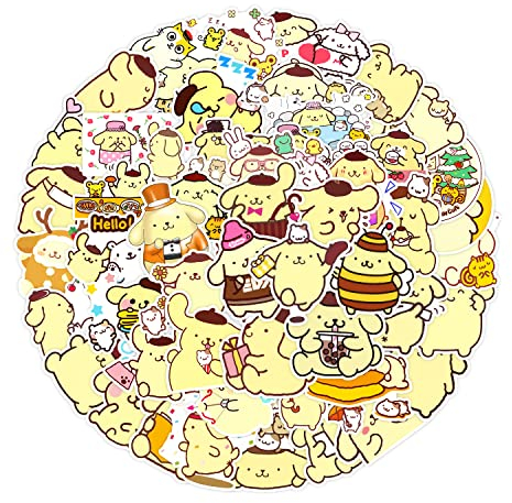 50 Stück kompatibel mit Pom Pom Purin Hunde-Aufkleber, Vinyl, wasserdicht, ästhetisch, niedlich, Geschenk für Teenager, Jungen, Kinder, Erwachsene, Wasserflasche, Laptop, Scrapbook, Telefon,