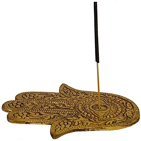Purpledip Porte-encens en métal Agarbatti Dhoop : Hamsa, Main de Dieu (12639A)