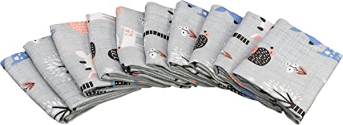 Clevere Kids Spucktücher 10er-Pack | 38x38cm | Öko-Tex 100 | 100% Baumwolle | 60°C waschbar | Mulltücher (REH hellgrau)