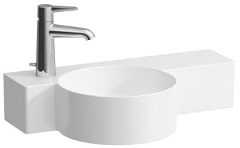 LAUFEN VAL Handwaschbecken, 1 Hahnloch links, mit Überlauf, 550x315mm, Ablage rechts, H815283A001051, Farbe: Weiß
