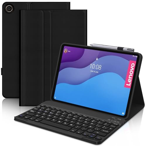 JADEMALL Funda Teclado para Lenovo Tab M10 HD (2nd Gen) 10.1, Teclado Magnético Extraíble Inalámbrico Bluetooth con Español Ñ para Tablet Lenovo Tab M10 HD (2.ª Generación) 10.1 Pulgadas, Negro