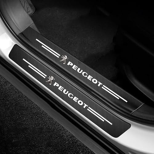 EEASSA Carbon Fiber Car Door Sill Protector for Peugeot Bipper 2008-2015, Door Edge Entry Guards, Black