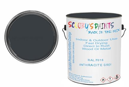 SCOOBYS PAINTS BACK IN THE MIX Anti Rust Direct to Metal Paint Protection prevents Corrosion indoor & Outdoor gloss Finish (250ML Tin, RAL7016 Anthracite grey)