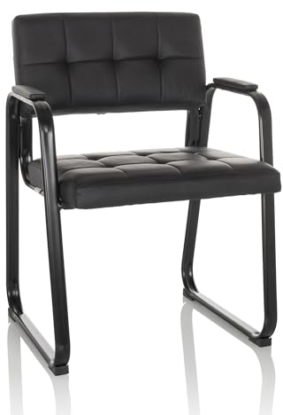 hjh OFFICE Besucherstuhl mit Armlehne Zanta B PU Konferenzstuhl Büro gepolstert, Kunstleder Schwarz 729459