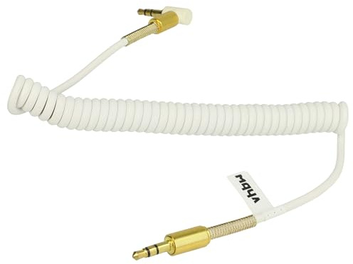 vhbw Stereo Audio Kabel Adapter kompatibel mit Sony 1ADAC, MDR-10R Kopfhörer - 3,5 mm auf 3,5 mm Klinkenstecker, Vergoldet, Gewinkelt Gold Weiß