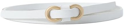 KONGNY Damengürtel, schmaler Gürtel, weicher Ledergürtel, verstellbarer Taillengürtel mit Metallschnalle, 9 Weiß