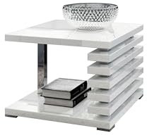 designimpex Design Couchtisch PA-444 Tisch Wohnzimmertisch 60x60x44cm, Farbe:Weiß Hochglanz