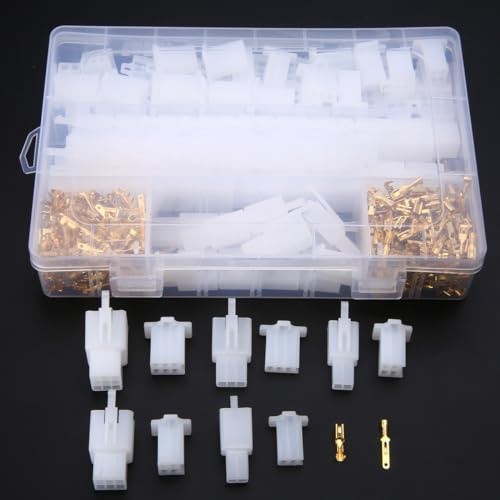 KSOPUERT 580 Stück Crimp Stecker Sortiment Set für Männliche und Weibliche Steckergehäuse und Stiftleisten,2,8 mm Rastermaß, 2/3/4/6/9 polige Kabelverbinder für Motorräder, Fahrräder,Autos,Boote usw