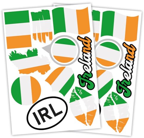 Finest Folia 2er Set DIN A4 Länderaufkleber Fahne Aufkleber Länderfahne Flagge für Auto Motorrad Sticker Länderflagge selbstklebend wetterfest R217 (24 Irland)