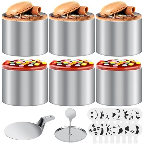 Auauraintt 6 Pièces Cercle a Patisserie, Moule Gateau, Anneaux à Dessert et Anneaux Alimentaires, 7.5cm Diamètre Ronds, Emporte Piece Rond pour Desserts Pâtisseries Mousses Gâteaux Hamburger
