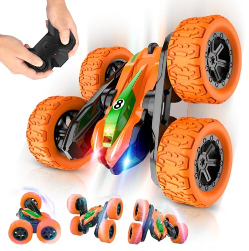 Voiture Télécommandée Jouet Enfant 3 4 5 6 7 8 9+ Ans, 4x4 Télécommandée Tout Terrain 360°Rotation Stunt RC Drift Car Voiture de Course Rechargeable Camion Radiocommandée Jeux Cadeau Garçon Fille
