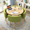 Rundes und quadratisches Esstisch-Set mit Stühlen, moderner Konferenztisch und 4 Stühlen, Empfangstisch und Stuhlkombination, Holz-Küchentisch-Set für 4 Personen, für Wohnzimmer, Esszimmer ( Color : A
