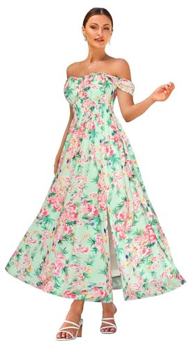 GRACE KARIN Robe Élégant à Fleurs pour Femmes Casual Tendance Bohème Plage de Cocktail sans Manches 2XL Fleurs Roses-Vertes