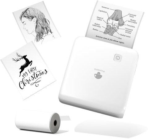 Phomemo M02 Pro 300 DPI Mini Drucker, Mini Drucker für Smartphone, Bluetooth Fotodrucker Thermodrucker Thermanote, Studium, Notizen, Bilder, Fotos-Weiß