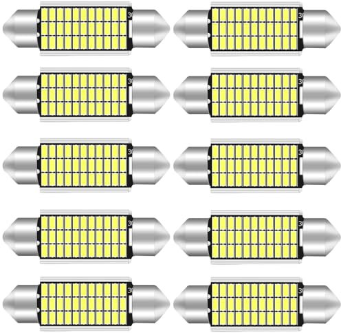 TITKBOW Auto LED Innenbeleuchtung, Auto Innen Beleuchtung Mit Kühlkörper auf der Rückseite, Plug and Play Auto Innenraum Leselampe Quelle (10 Stück 41MM Weiß)