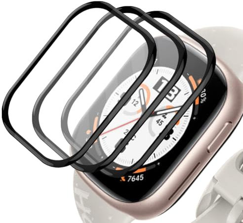 Zerrshoo 3 protectores de pantalla 3D para Honor Watch 4, antiarañazos, antigolpes, antiaceite, ultratransparente, hidrofóbico, oleofóbico, borde redondeado