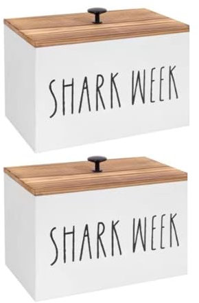 Mircube 2PCS Tampon Holder for Bathroom Wood Bathroom Storage Bin with Lid Wood Movable Partition Organizer Feminine Organizer