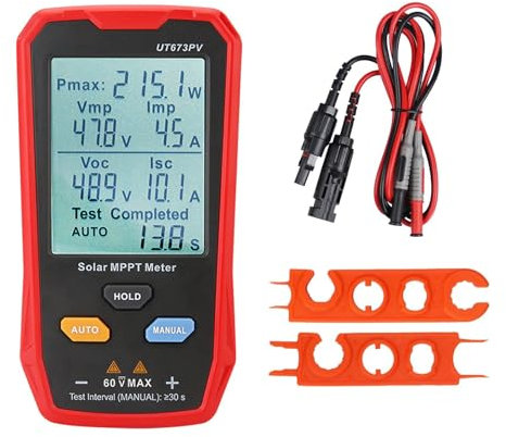 FB673PV Solarpanel Tester, Photovoltaik Multimeter 800W, Solar MPPT Messgerät mit Großem Ultraklarem LCD,Smart MPPT Leerlaufspannungs Fehlerbehebung,Datentest für Photovoltaikmodule