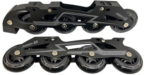 Cox Swain Inline Skate Aluschiene Komplettset mit ABEC 7 Kugellagern und leisen Gummirollen, passend Schlittschuhe: Black Ice, Push, Sneak - Black Gr. XL